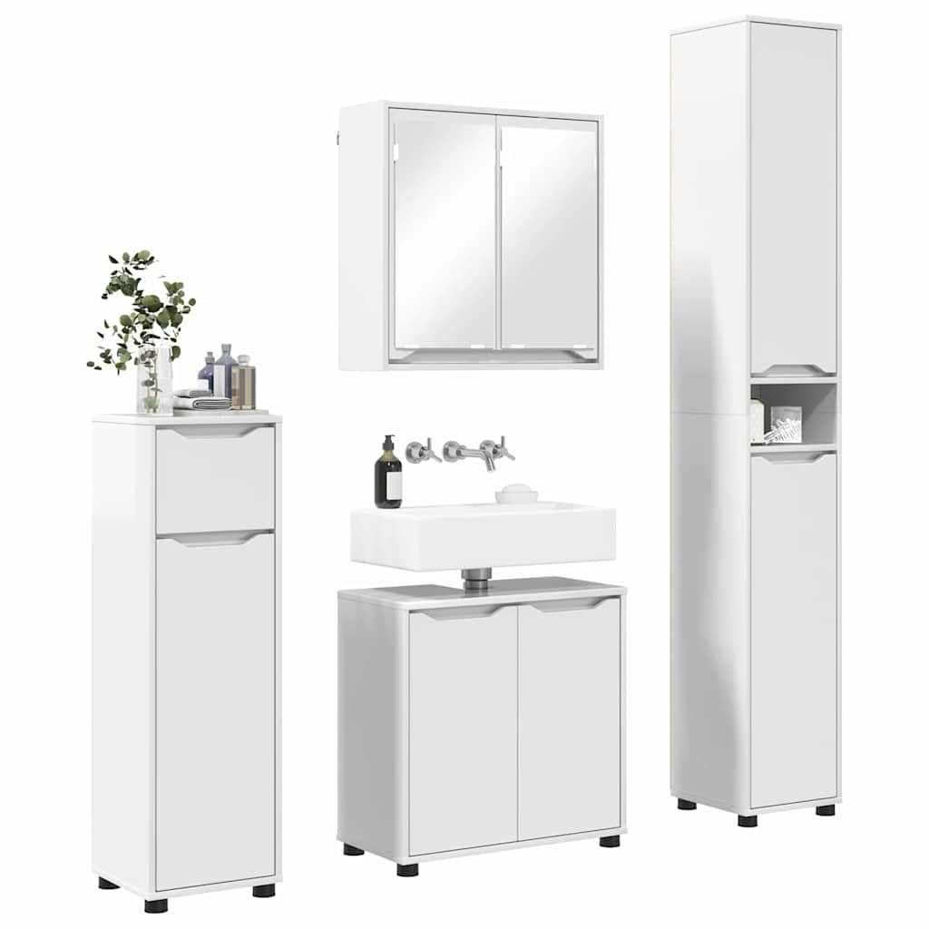 Set namještaja za kupaonicu s ladicama 4 pcs Visoki sjaj bijela