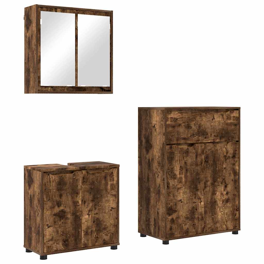 Set namještaja za kupaonicu s ladicama 3 pcs Dimljeni hrast