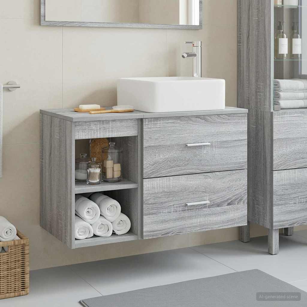 Set namještaja za kupaonicu 2 pcs Siva Sonoma Konstruirano drvo