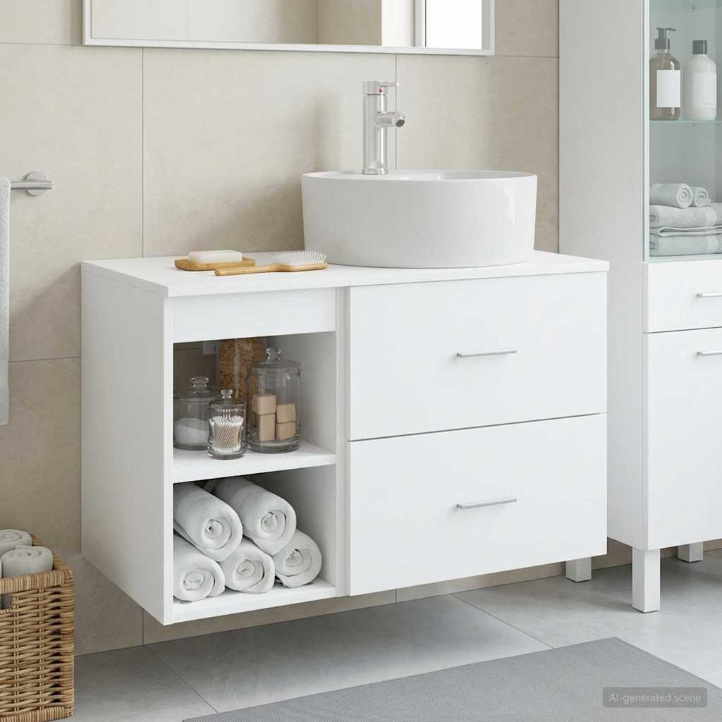 Set namještaja za kupaonicu 2 pcs Bijela Konstruirano drvo