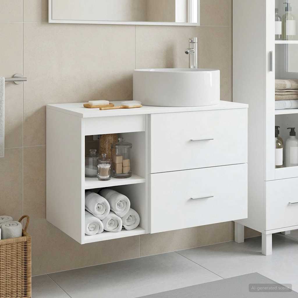 Set namještaja za kupaonicu 2 pcs Bijela Konstruirano drvo