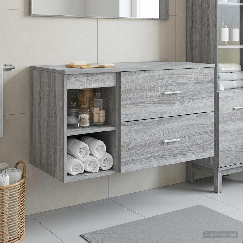 Set namještaja za kupaonicu 2 pcs Siva Sonoma Konstruirano drvo