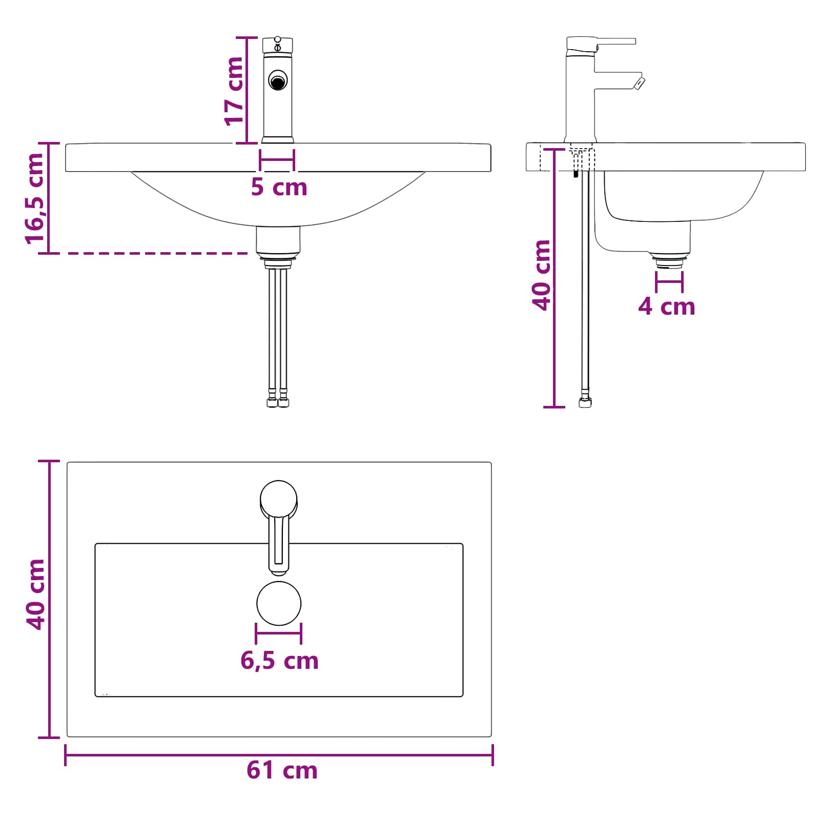 Set namještaja za kupaonicu Dimljeni hrast 56 x 37,5 x 81 cm