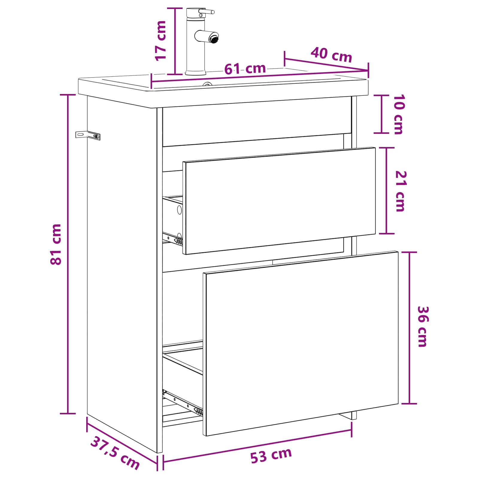 Set namještaja za kupaonicu Crni hrast 61 x 40 x 84,5 cm