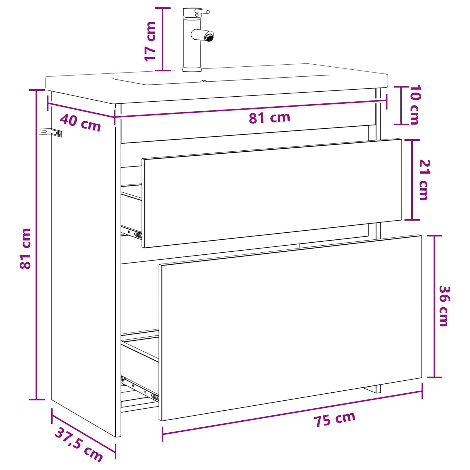 Set namještaja za kupaonicu Siva Sonoma 81 x 40 x 84,5 cm