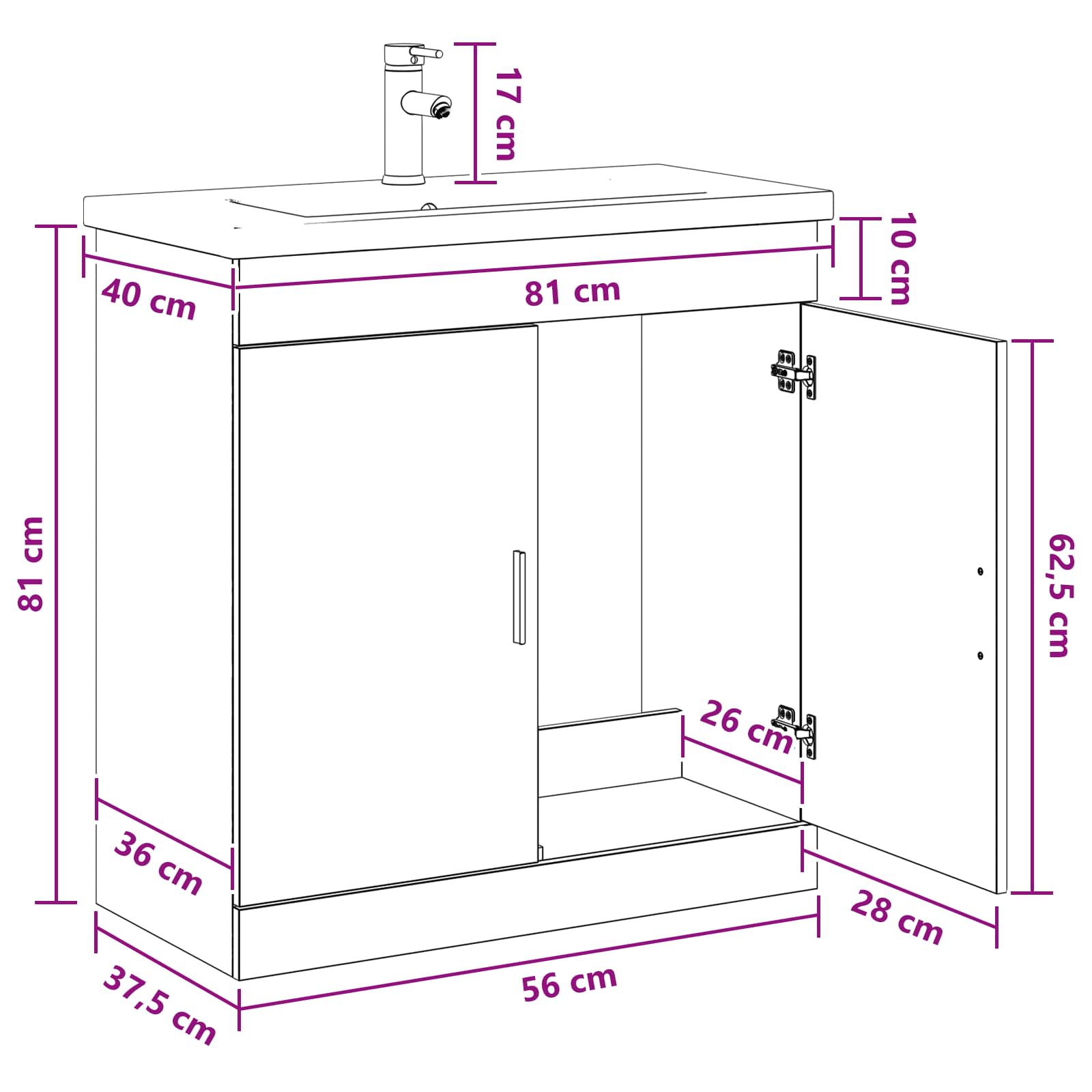 Set namještaja za kupaonicu Dimljeni hrast 81 x 40 x 84,5 cm
