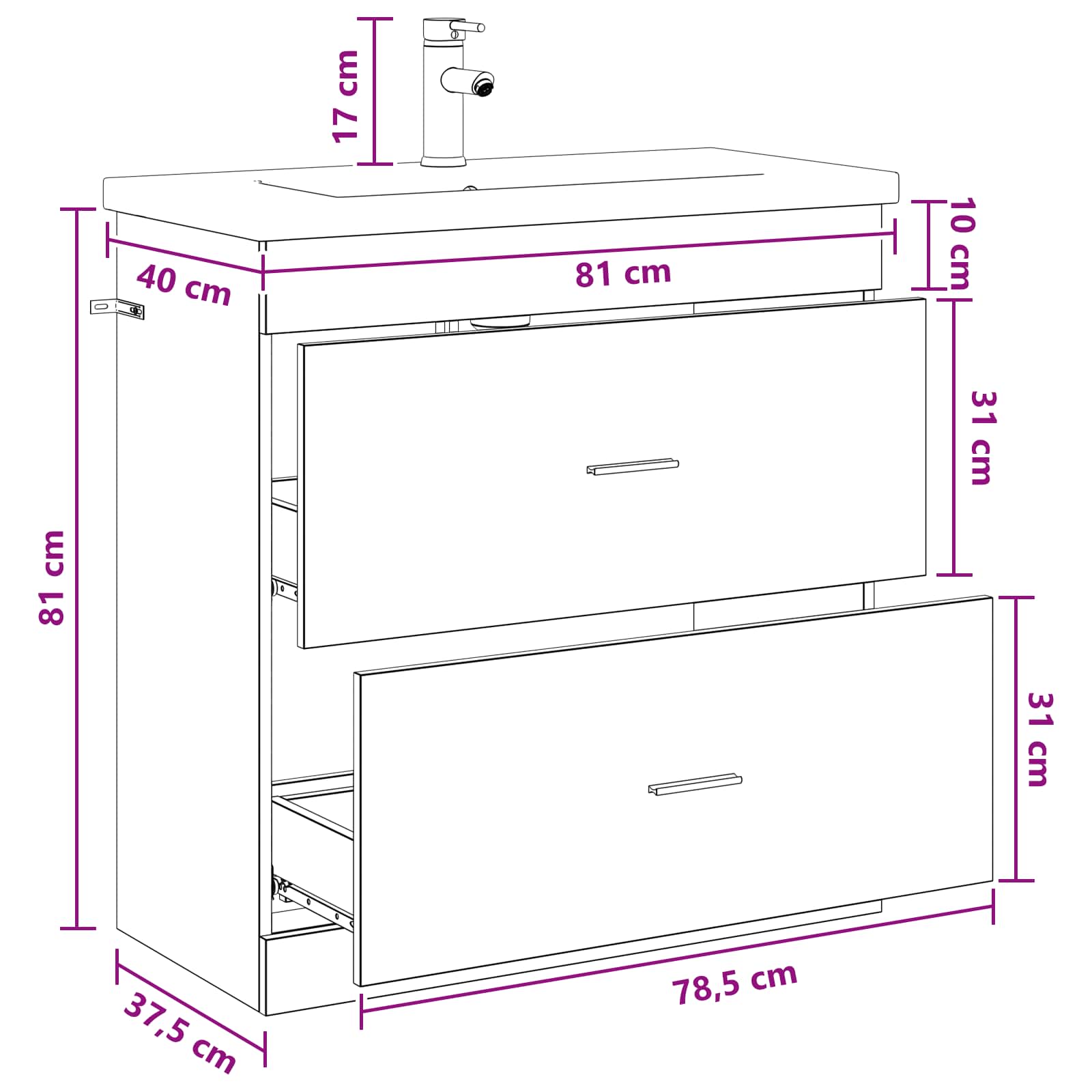 Set namještaja za kupaonicu Siva Sonoma 81 x 40 x 84,5 cm