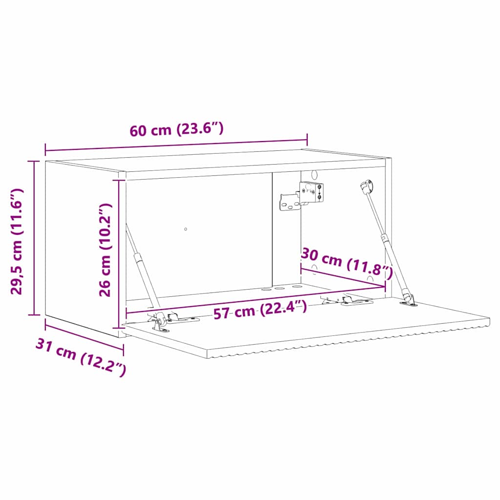 TV zidni ormar 2 pcs Beton 60 x 31 x 29,5 cm Konstruirano drvo