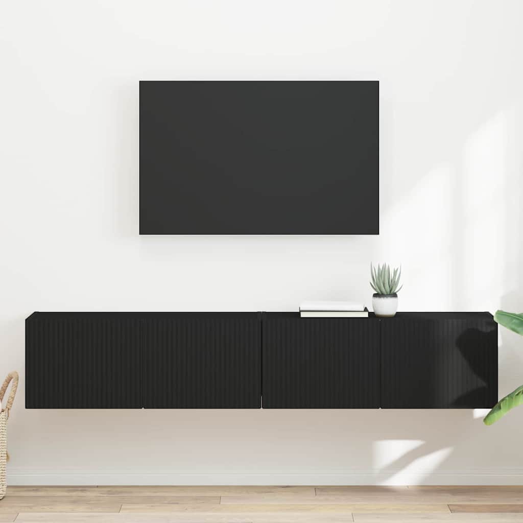 TV zidni ormar 2 pcs Crna 78,5 x 31 x 29,5 cm Konstruirano drvo