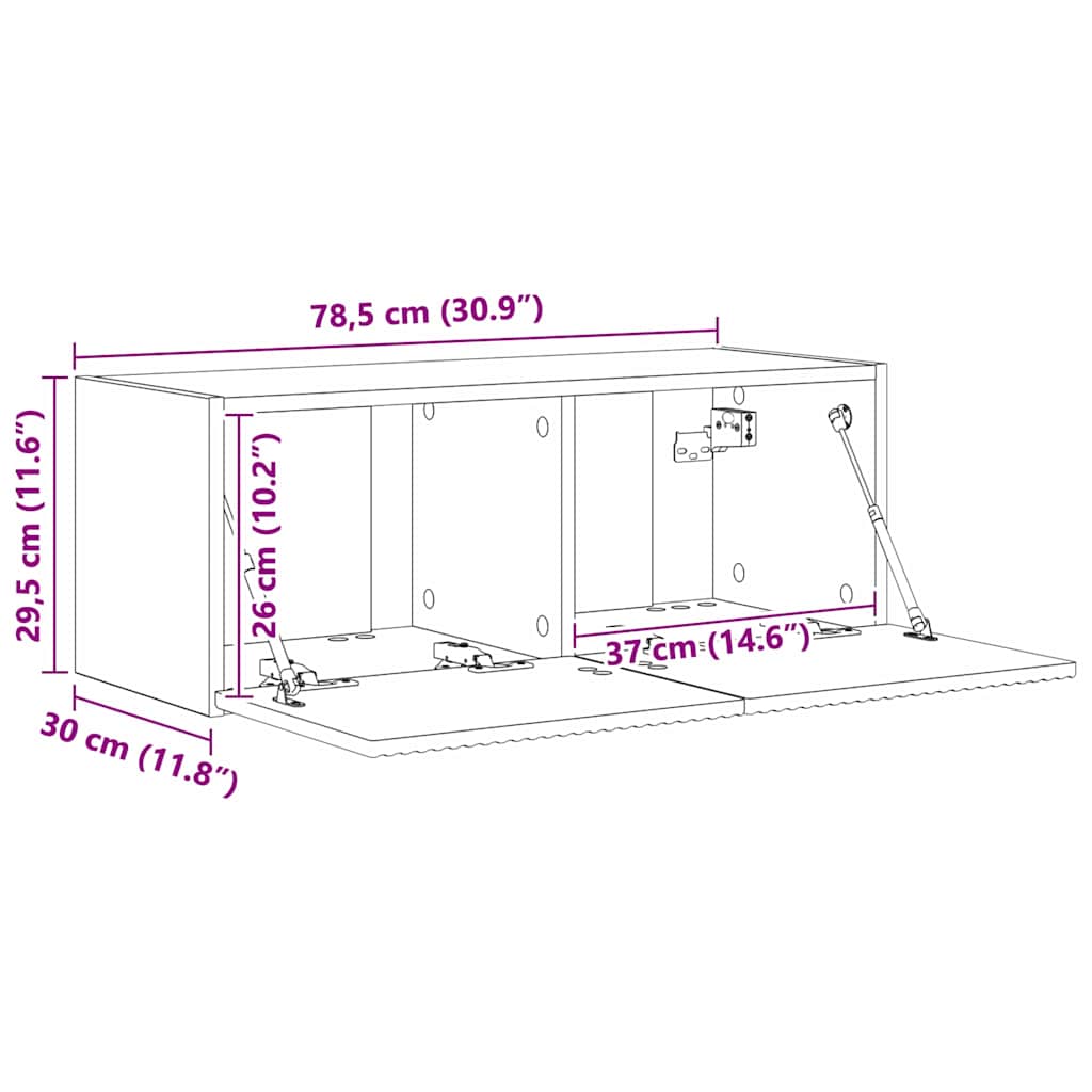 TV zidni ormar 2 pcs Crna 78,5 x 31 x 29,5 cm Konstruirano drvo