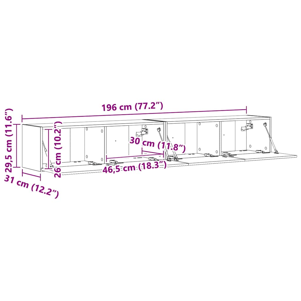 TV zidni ormar 2 pcs Sonoma 98 x 31 x 29,5 cm Konstruirano drvo
