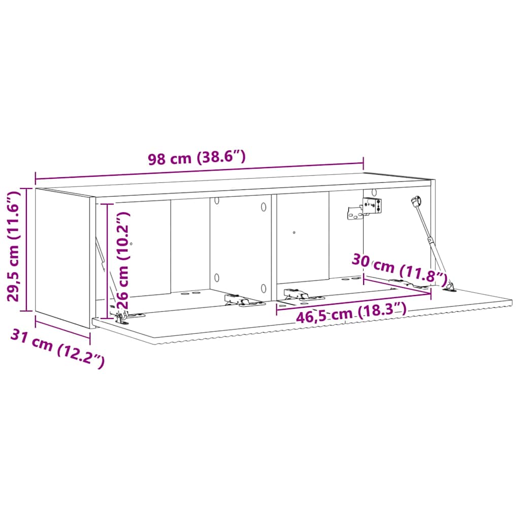 TV zidni ormar Zidne Sjajno bijelo 98 x 31 x 29,5 cm