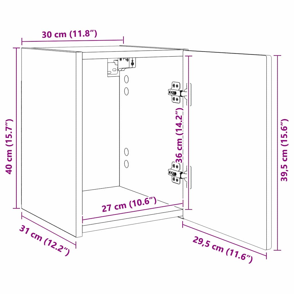 TV zidni ormar Zidne 2 pcs Sjajno bijelo 30 x 31 x 40 cm