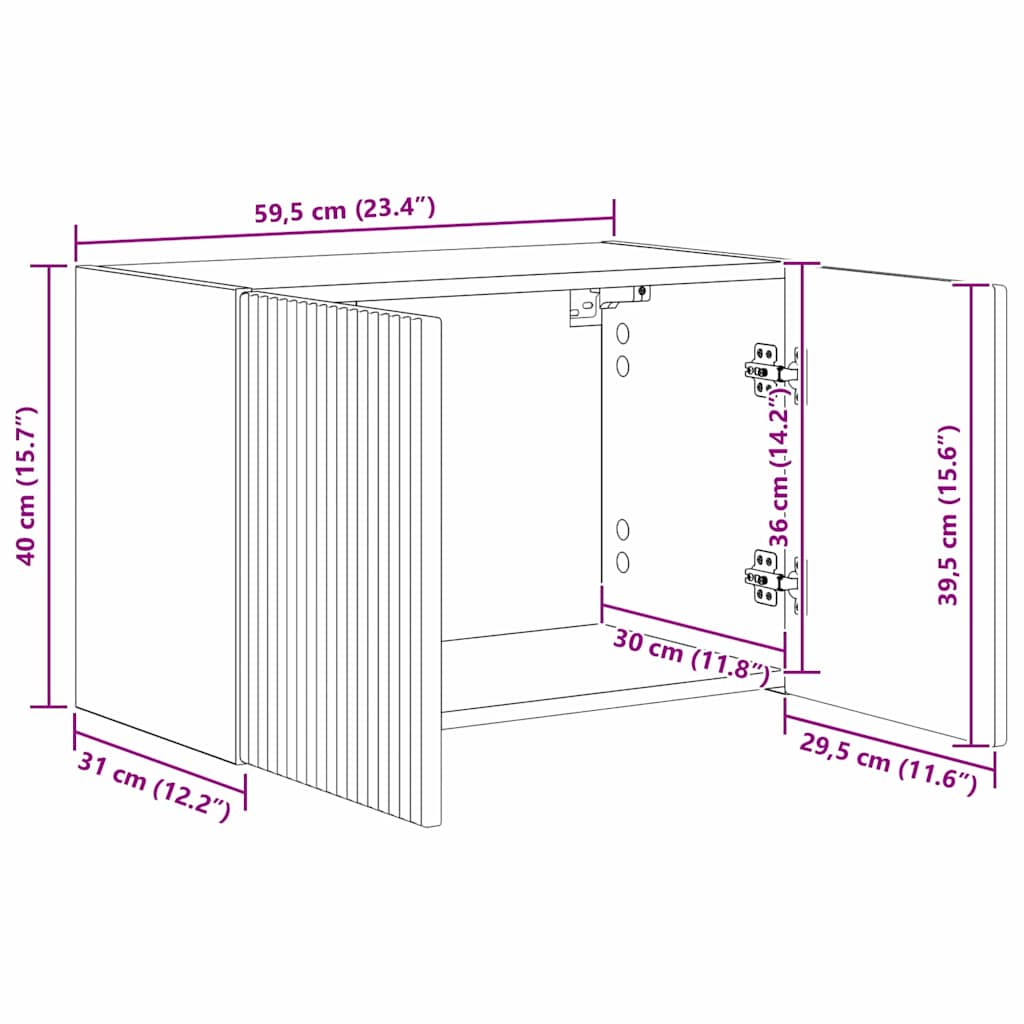 TV zidni ormar Zidne 2 pcs Sonoma hrast 59,5 x 31 x 40 cm