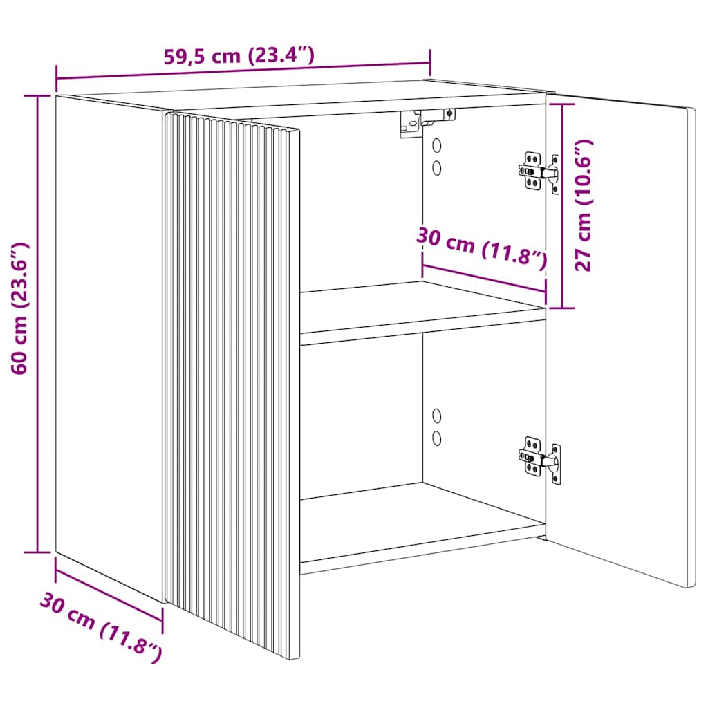 TV zidni ormar Zidne Crna 59,5 x 31 x 60 cm Konstruirano drvo