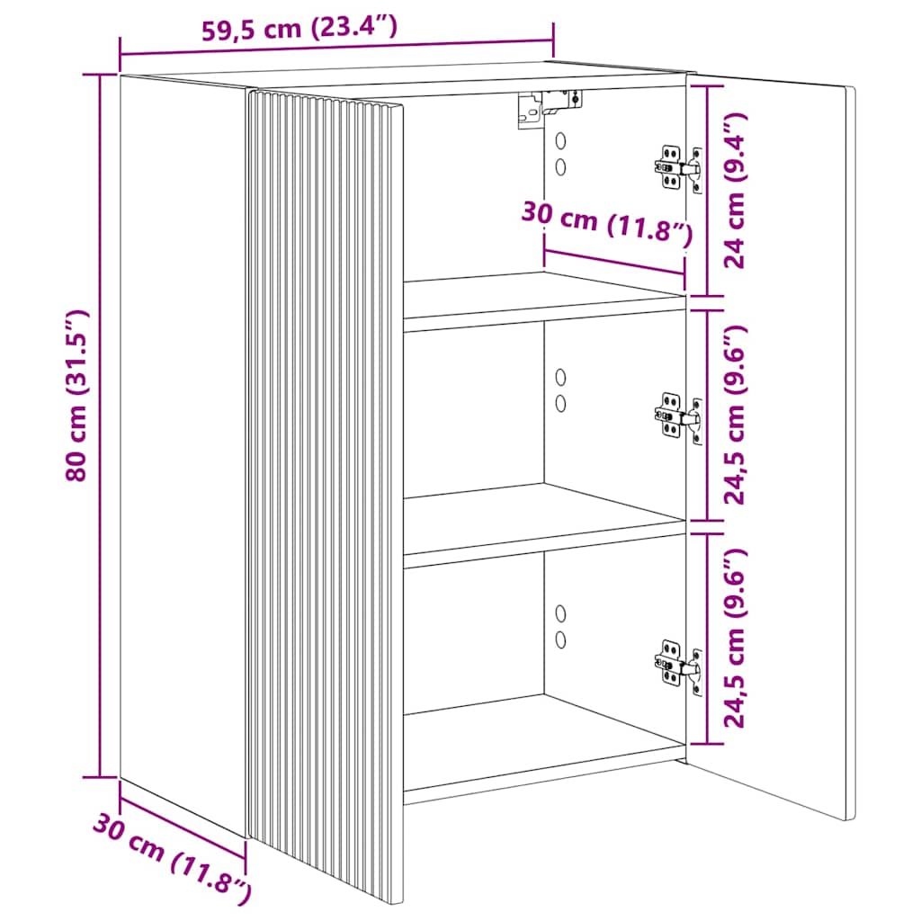 TV zidni ormar Siva Sonoma 59,5 x 31 x 80 cm Konstruirano drvo