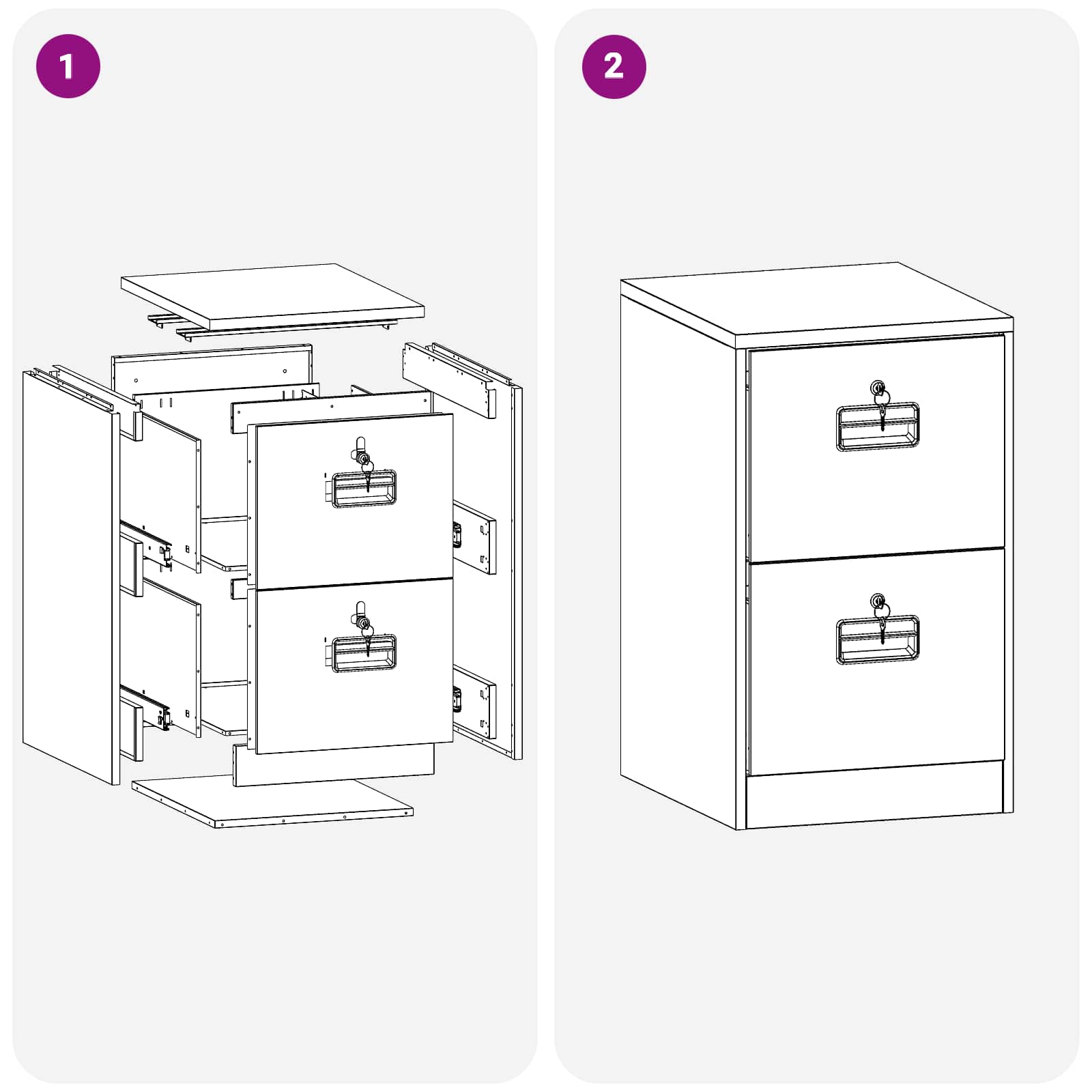 Kabinet za datoteke s ladicama Bijelo 44 x 50 x 74,5 cm