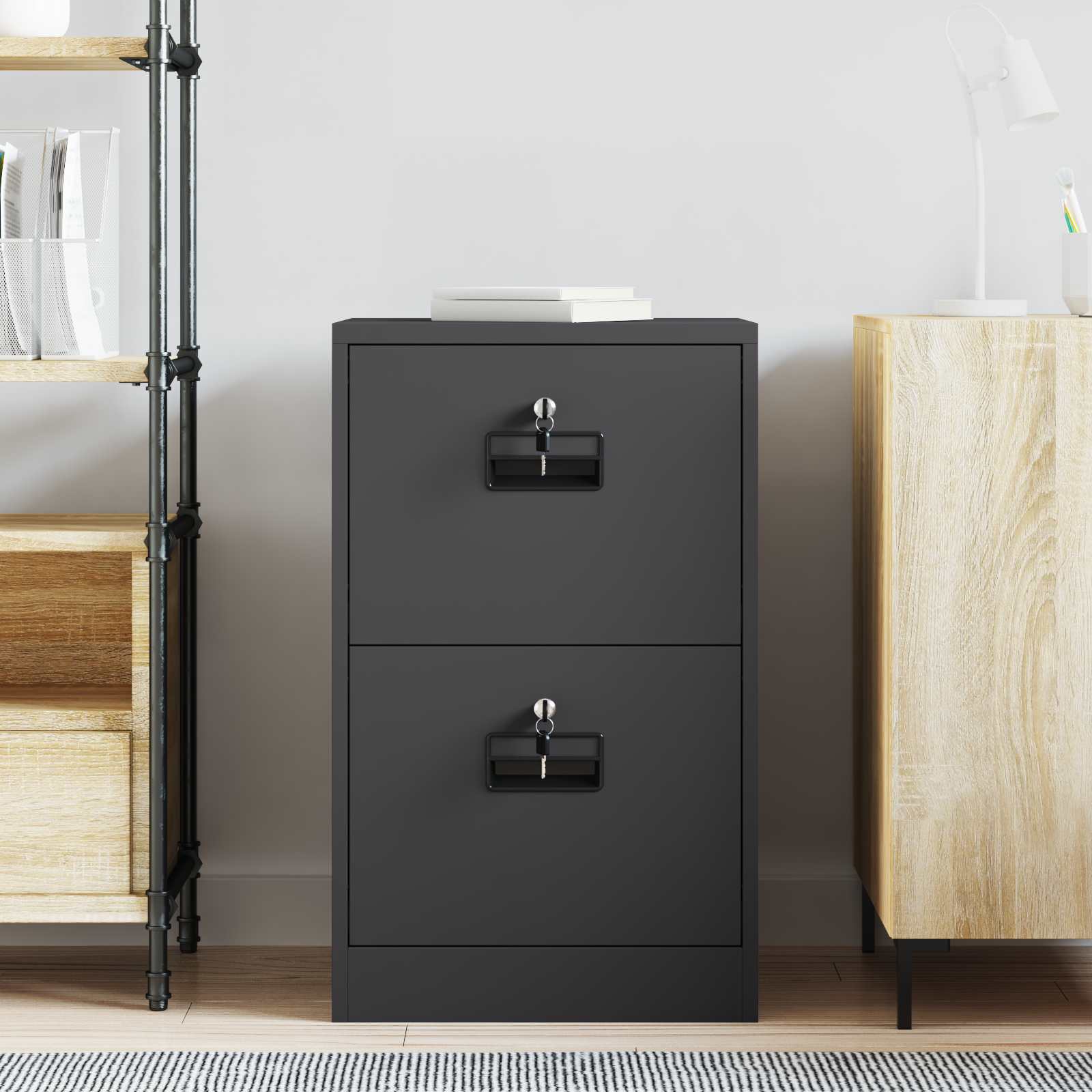 Kabinet za datoteke s ladicama Crna 45,5 x 42 x 74,5 cm