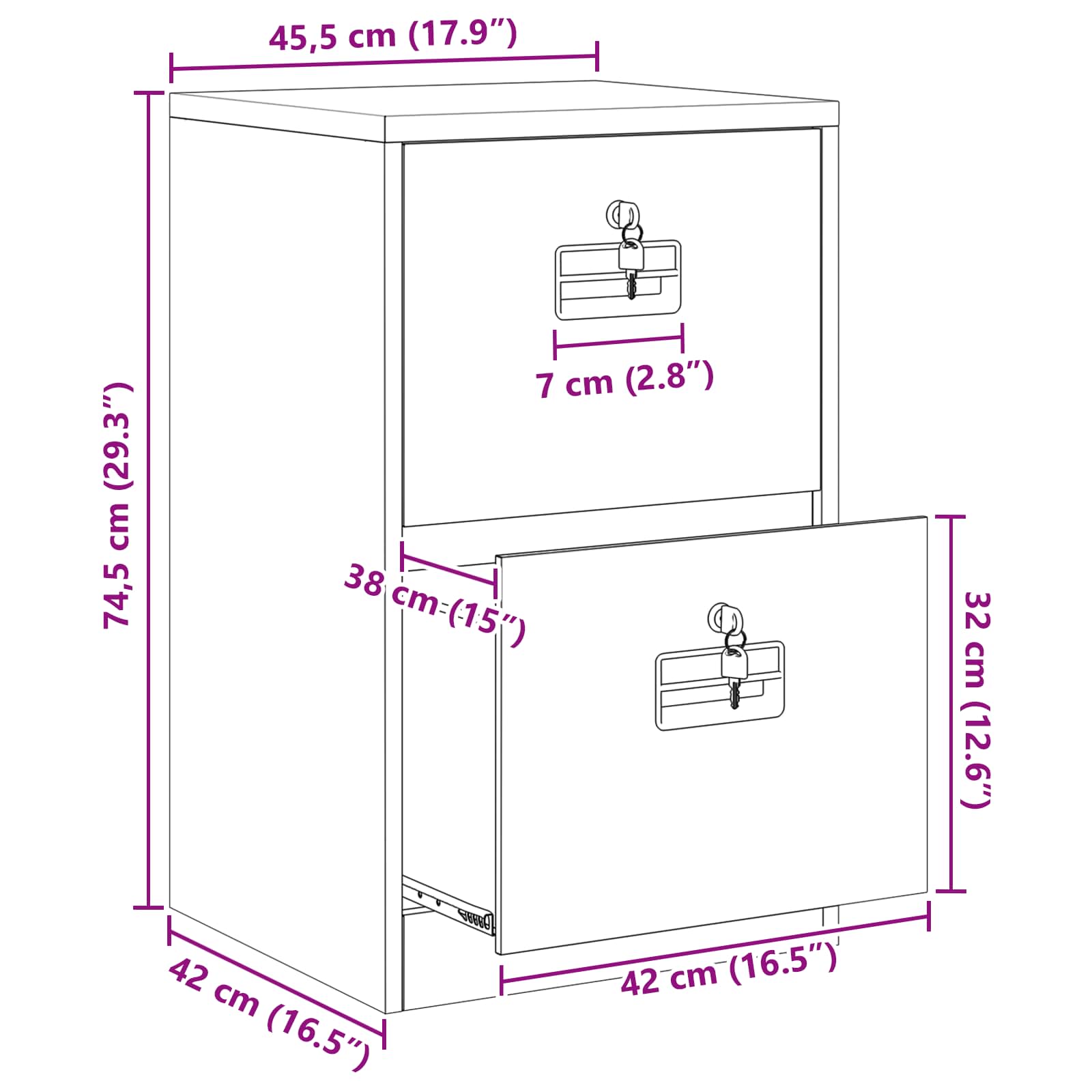 Kabinet za datoteke s ladicama Ružičasta 45,5 x 42 x 74,5 cm