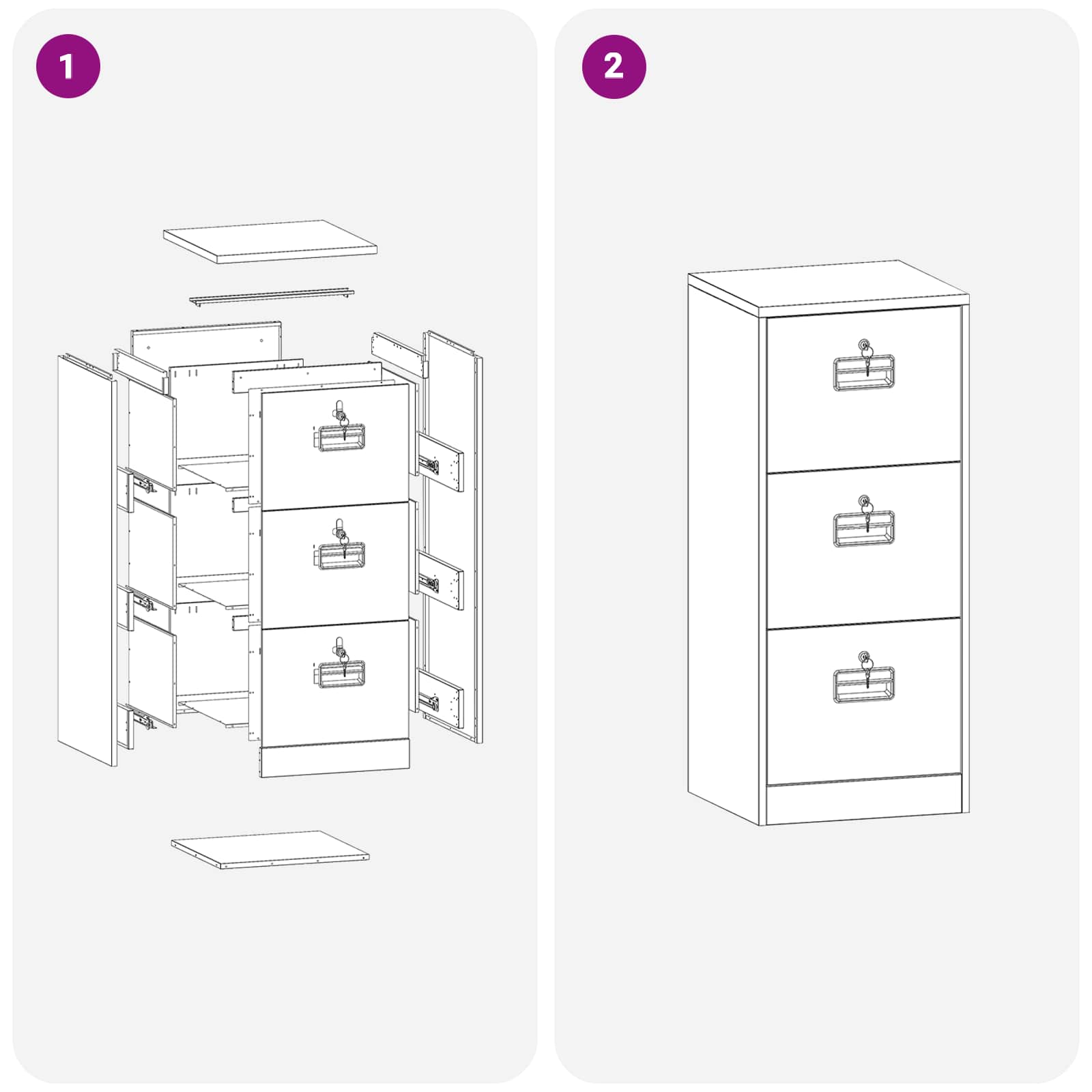 Kabinet za datoteke s ladicama Crna 45,5 x 42 x 106,5 cm