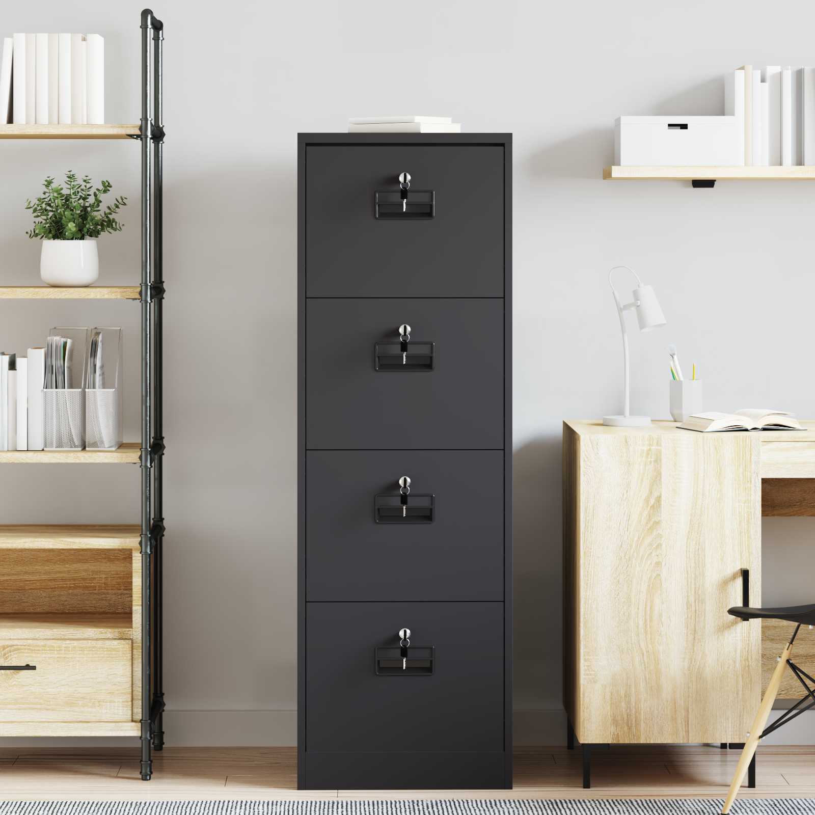 Kabinet za datoteke s ladicama Crna 45,5 x 42 x 139 cm