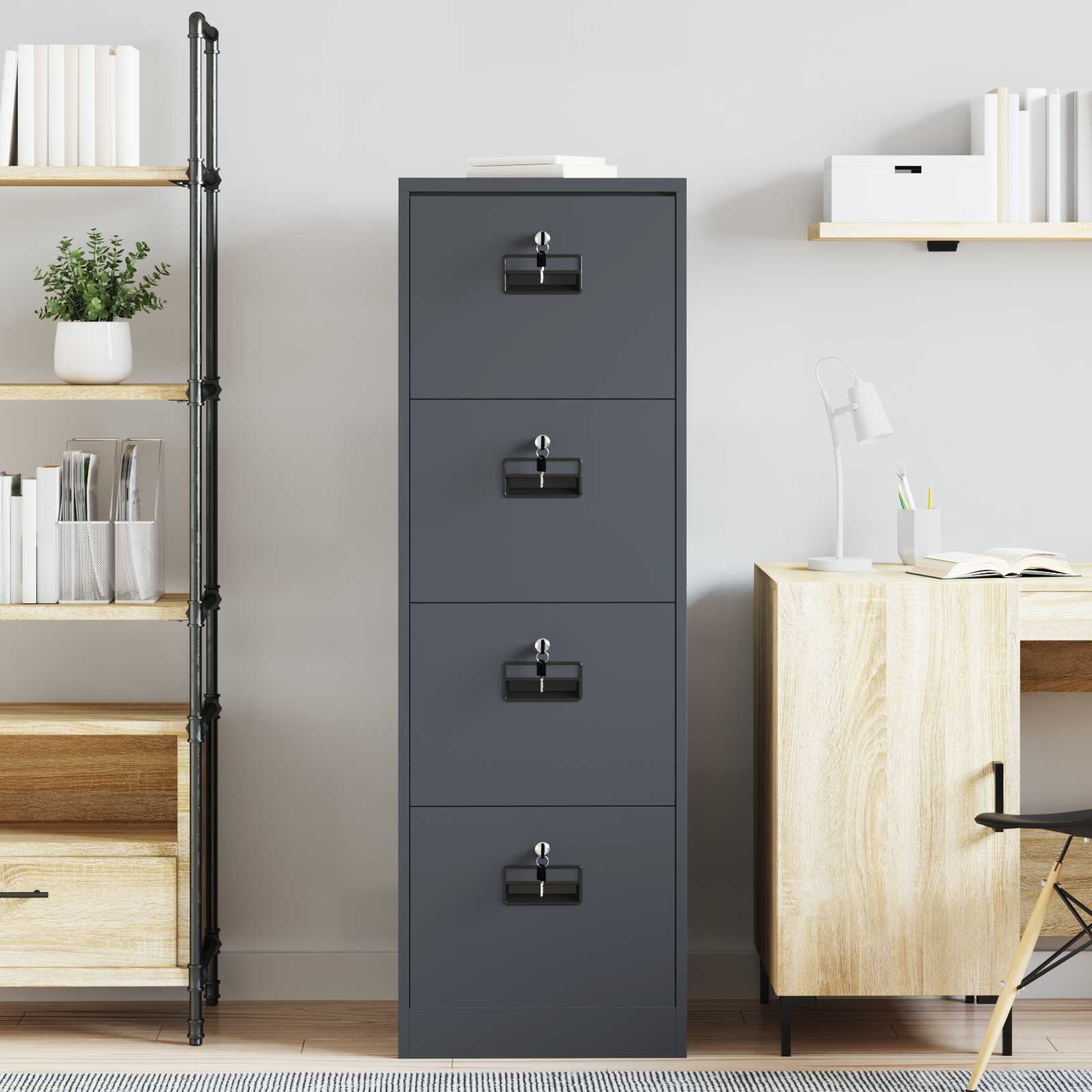 Kabinet za datoteke s ladicama Antracit 45,5 x 42 x 139 cm