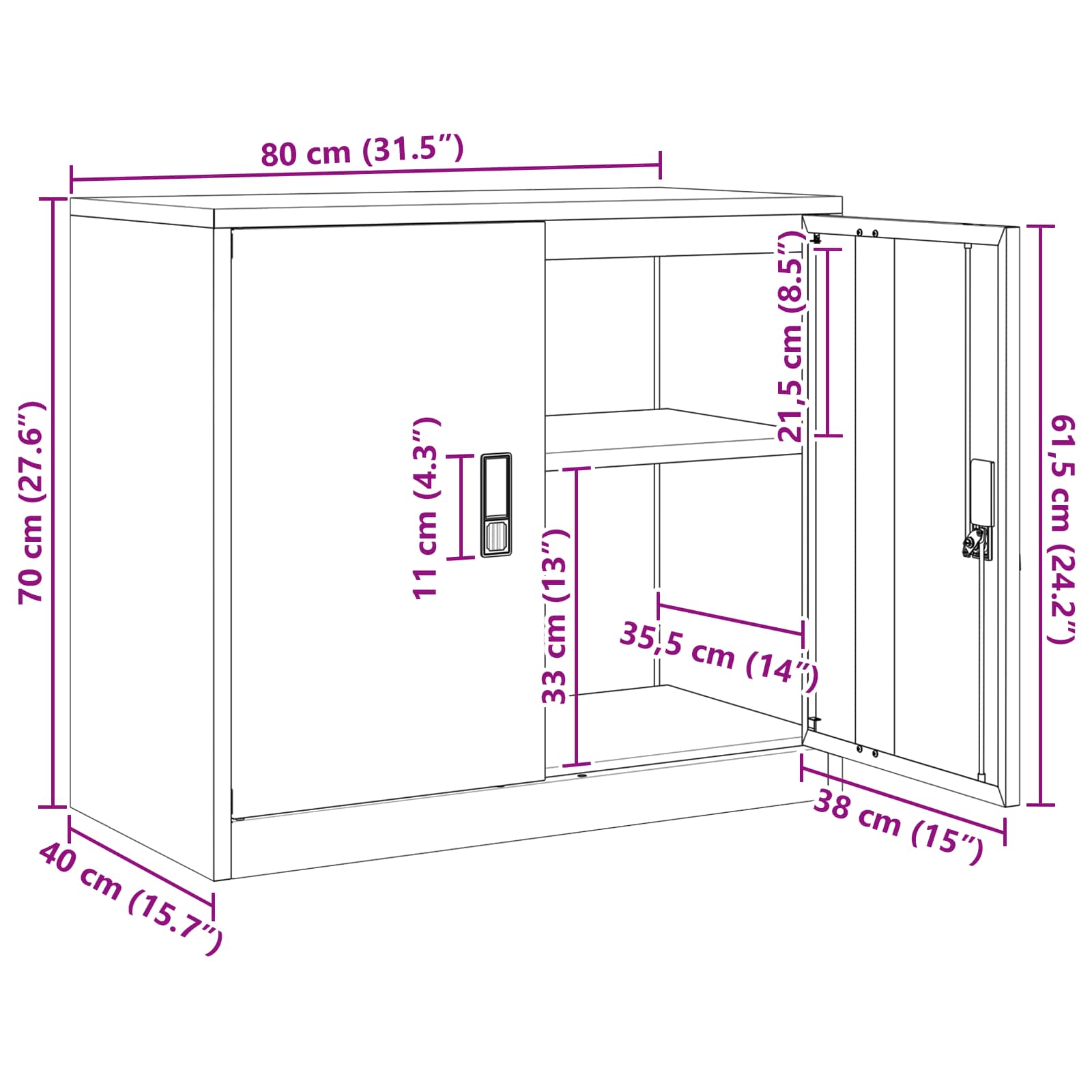 Ormarić za pohranu Žuta 80 x 40 x 70 cm Čelik