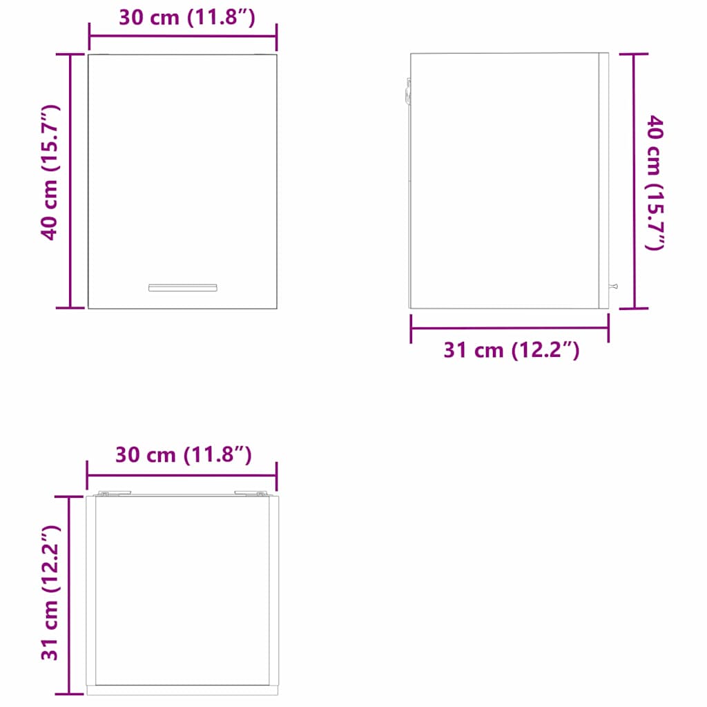 Viseći ormarić 2 pcs Beton siva i bijela 30 x 31 x 40 cm