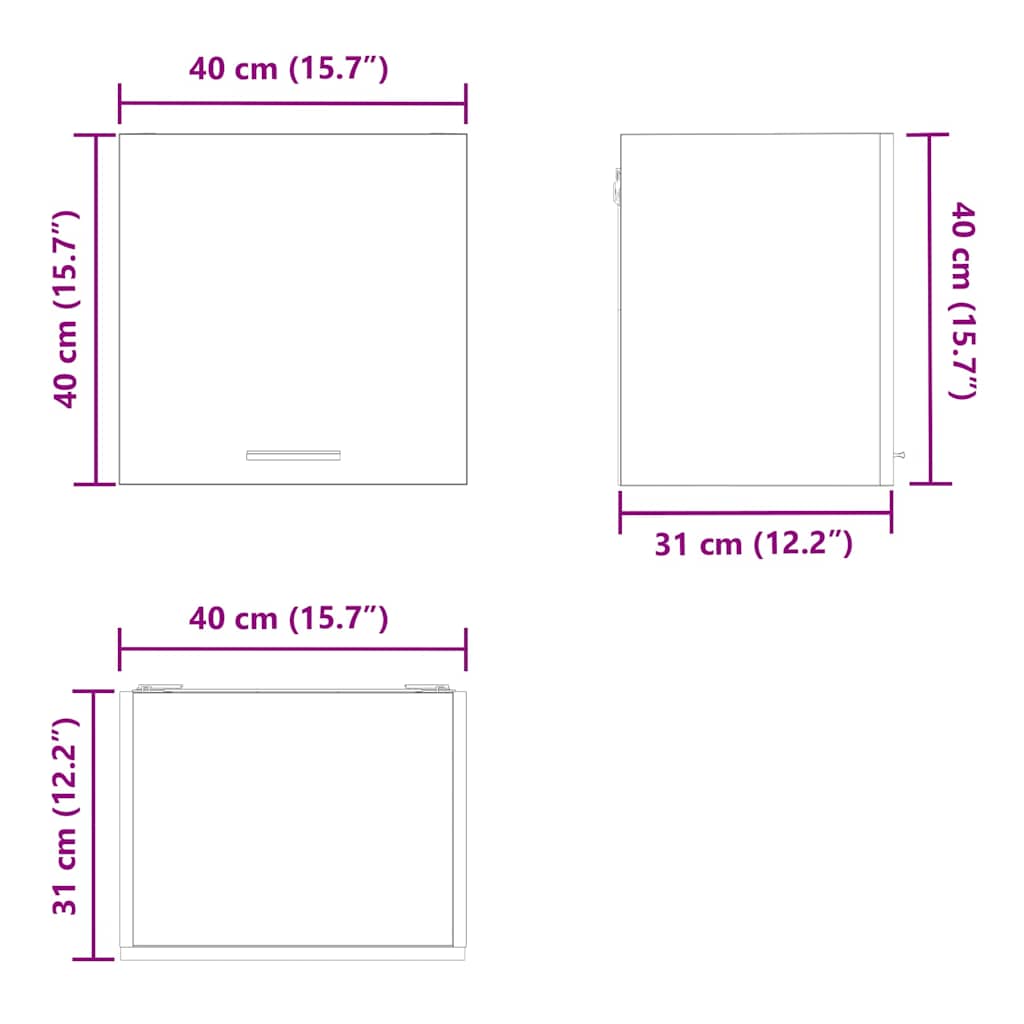 Viseći ormarić 2 pcs Beton siva i bijela 40 x 31 x 40 cm