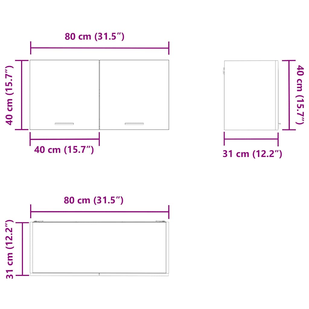 Viseći ormarić Siva Sonoma 80 x 31 x 40 cm Konstruirano drvo