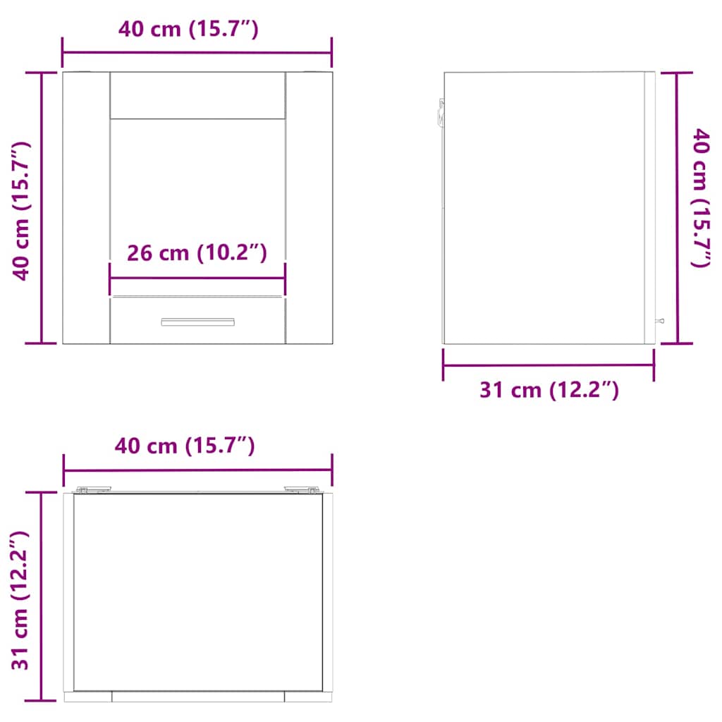 Viseći ormarić Riga 2 pcs Betonski sivi 40 x 31 x 40 cm