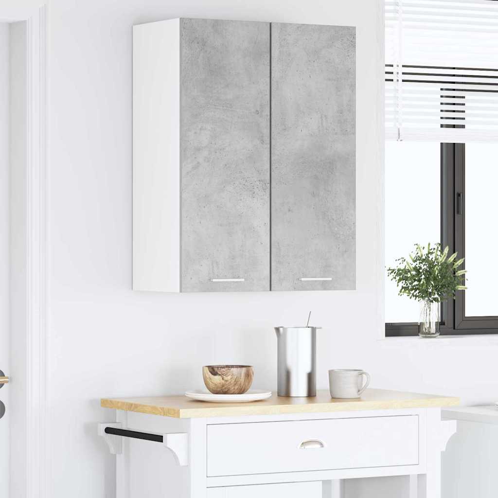Viseći ormarić 2 pcs Beton siva i bijela 30 x 31 x 80 cm