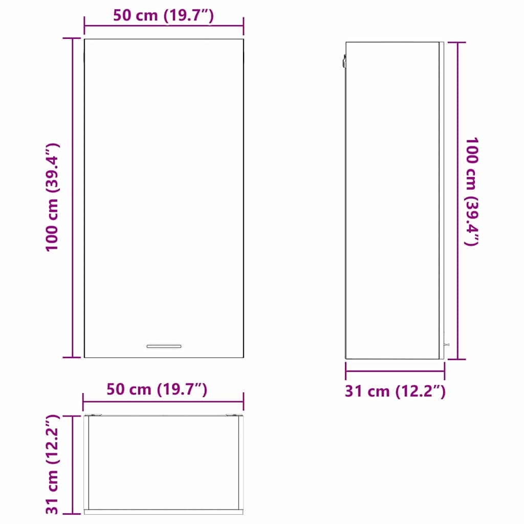 Viseći ormarić Stari drvo i bijela 50 x 31 x 100 cm