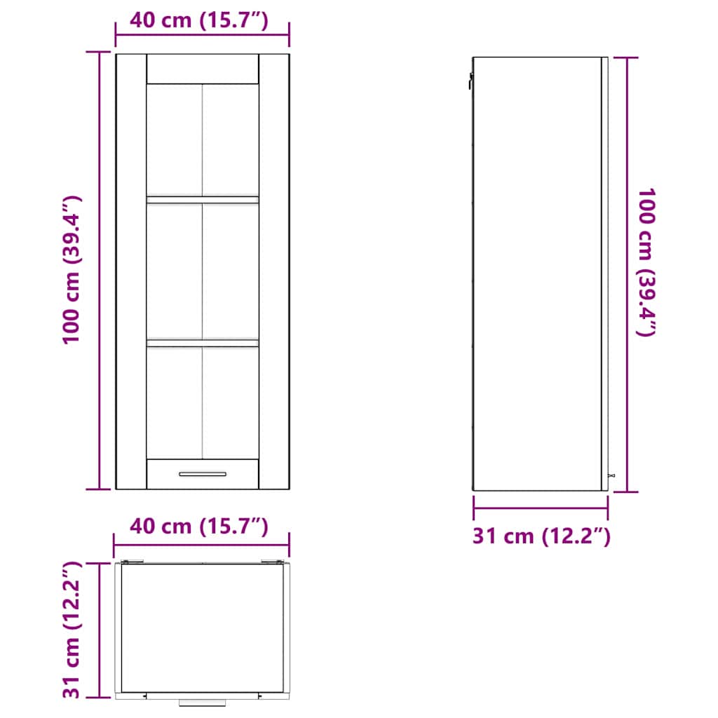 Viseći ormarić Crni hrast 40 x 31 x 100 cm Konstruirano drvo