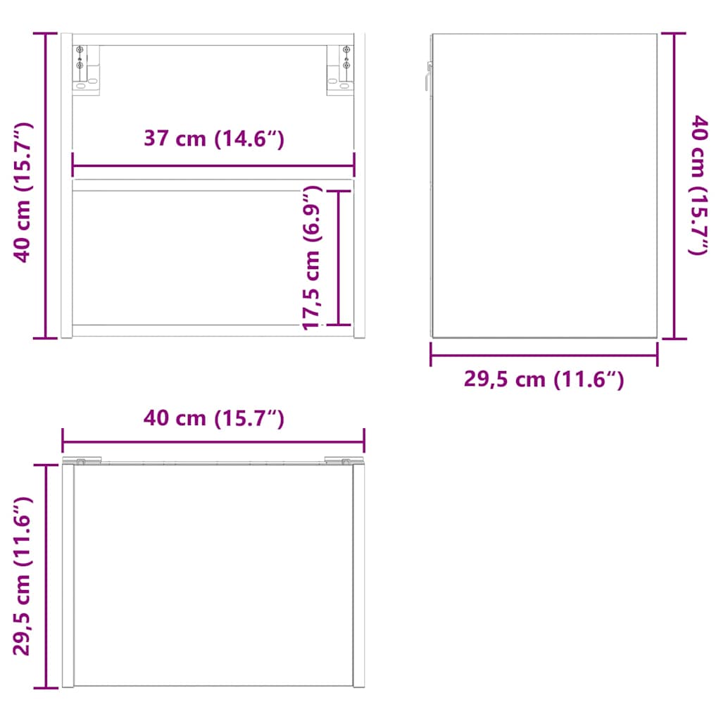 Viseći ormarić s pohranom Dimljeni hrast 40 x 29,5 x 40 cm