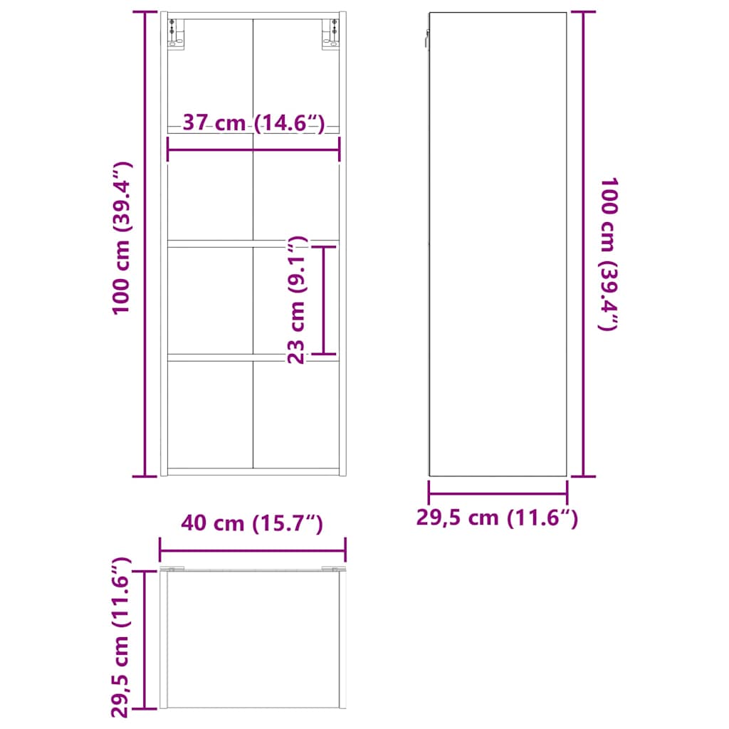 Viseći ormarić Crni hrast 40 x 29,5 x 100 cm Konstruirano drvo