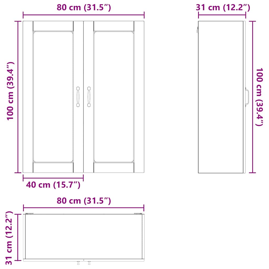 Ploča za perilicu posuđa Kalmar Crna 80 x 31 x 100 cm