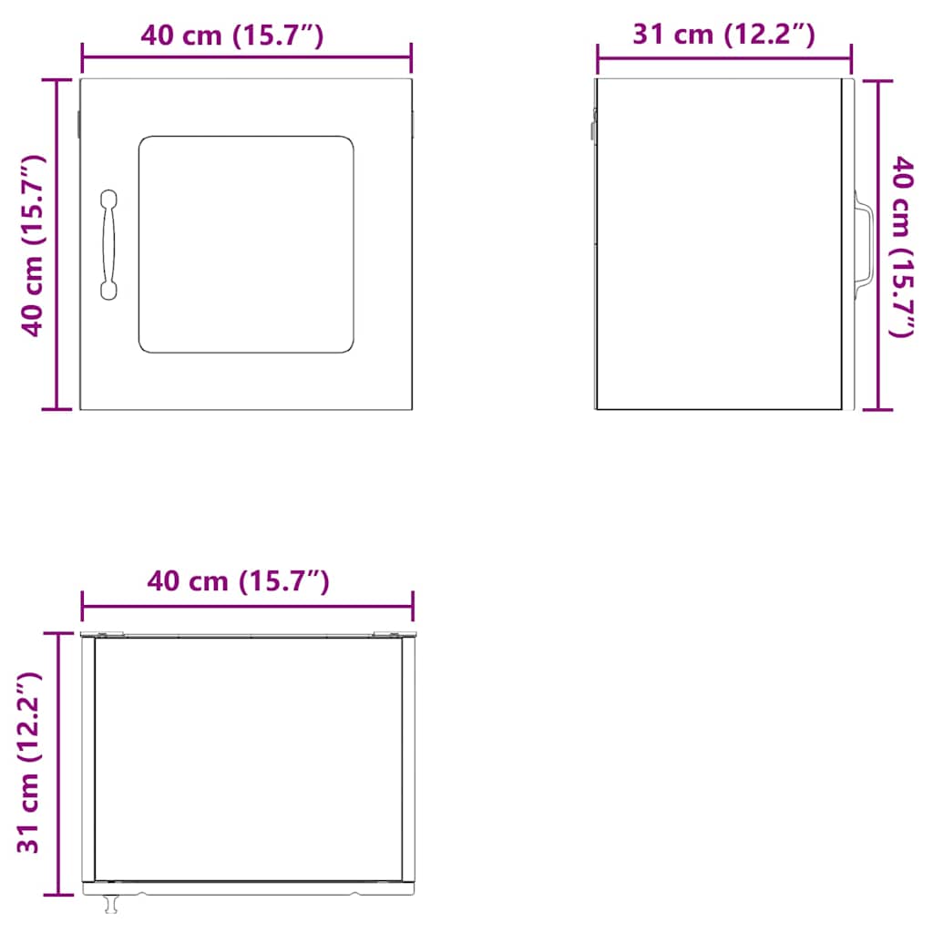 Zidni stakleni ormarić Lucca 2 pcs Smeđi hrast 40 x 31 x 40 cm