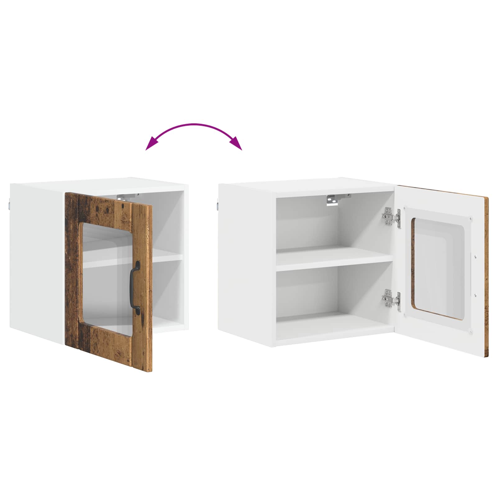 Zidni stakleni ormarić Lucca 2 pcs Staro drvo 40 x 31 x 40 cm