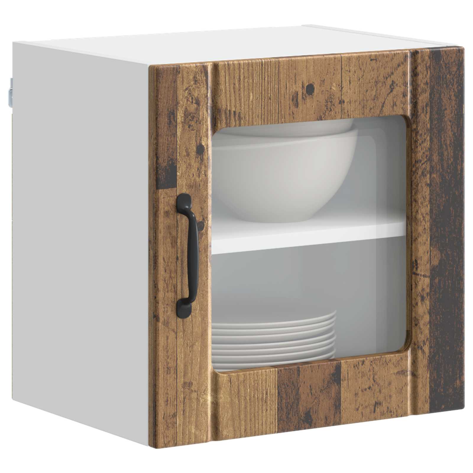 Zidni stakleni ormarić Lucca 2 pcs Staro drvo 40 x 31 x 40 cm
