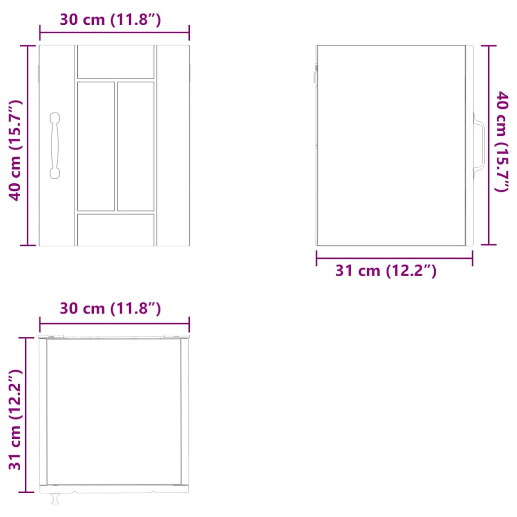 Ormar za Zid Lucca 2 pcs Crna 30 x 31 x 40 cm Konstruirano drvo