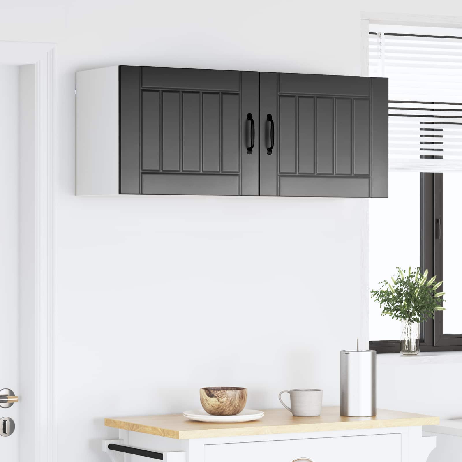 Ormar za Zid Lucca 2 pcs Crna 50 x 31 x 40 cm Konstruirano drvo
