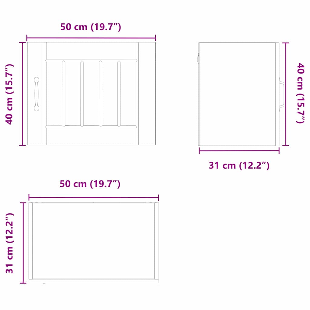 Ormar za Zid Lucca 2 pcs Siva sonoma 50 x 31 x 40 cm