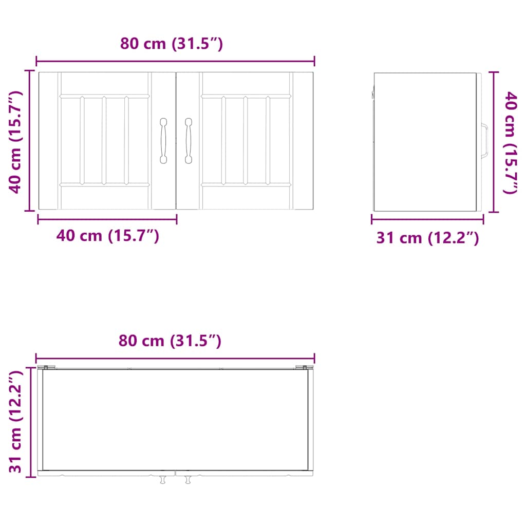 Ormar za Zid Lucca Staro drvo 80 x 31 x 40 cm Konstruirano drvo