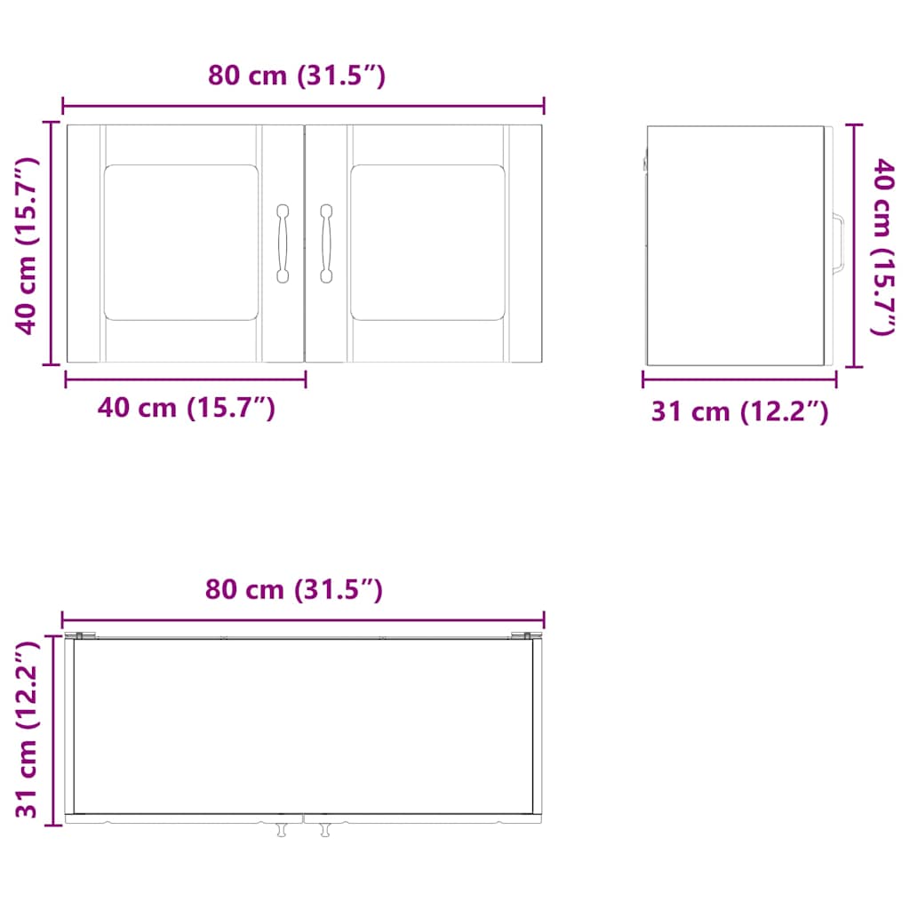 Zidni stakleni ormarić Lucca Betonska siva 80 x 31 x 40 cm