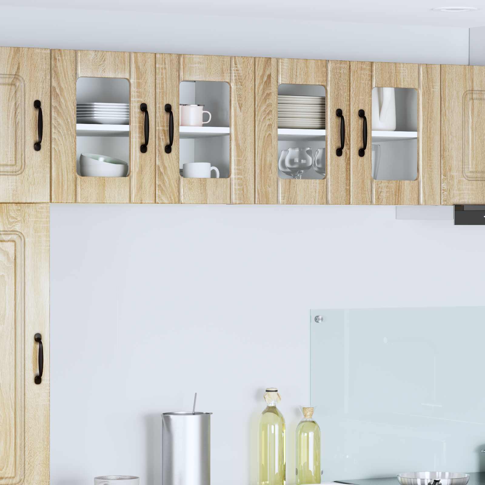 Zidni stakleni ormarić Lucca 2 pcs Hrast sonoma 60 x 31 x 40 cm