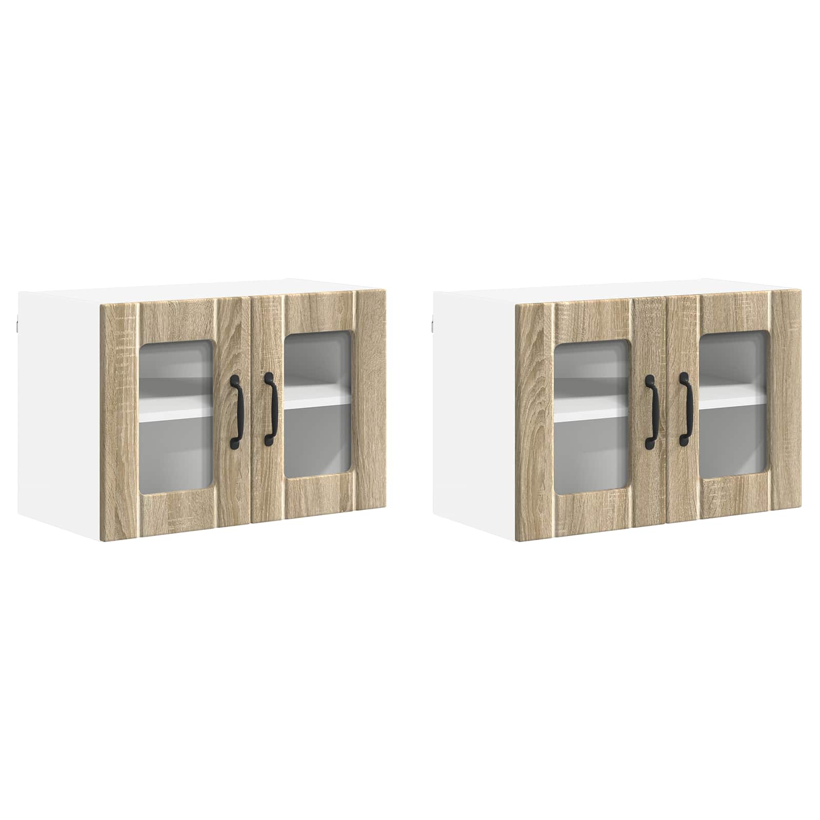 Zidni stakleni ormarić Lucca 2 pcs Hrast sonoma 60 x 31 x 40 cm