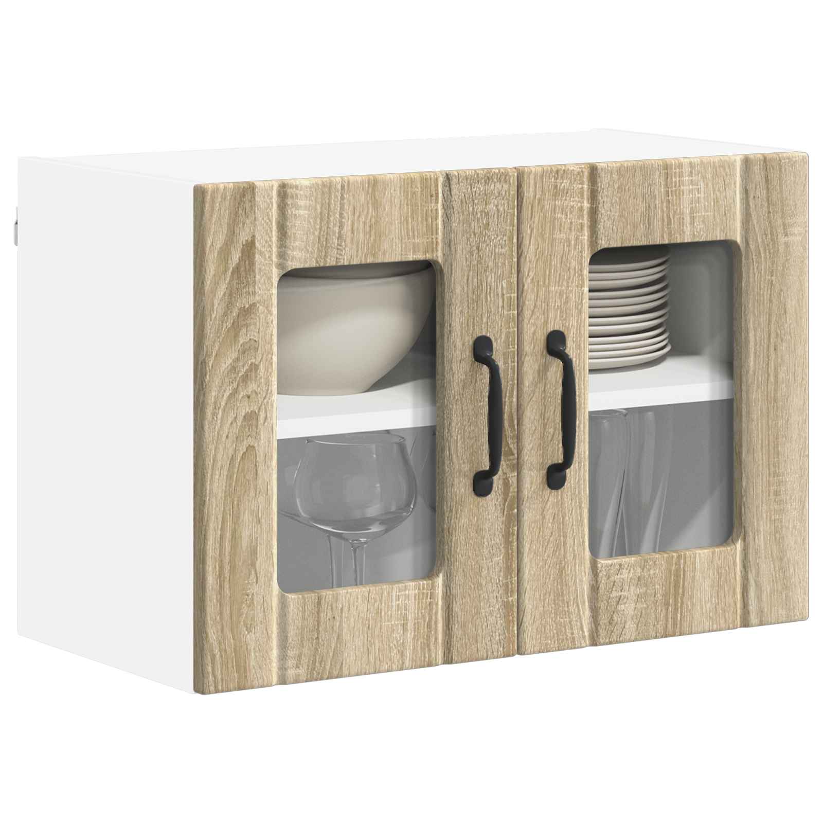 Zidni stakleni ormarić Lucca 2 pcs Hrast sonoma 60 x 31 x 40 cm