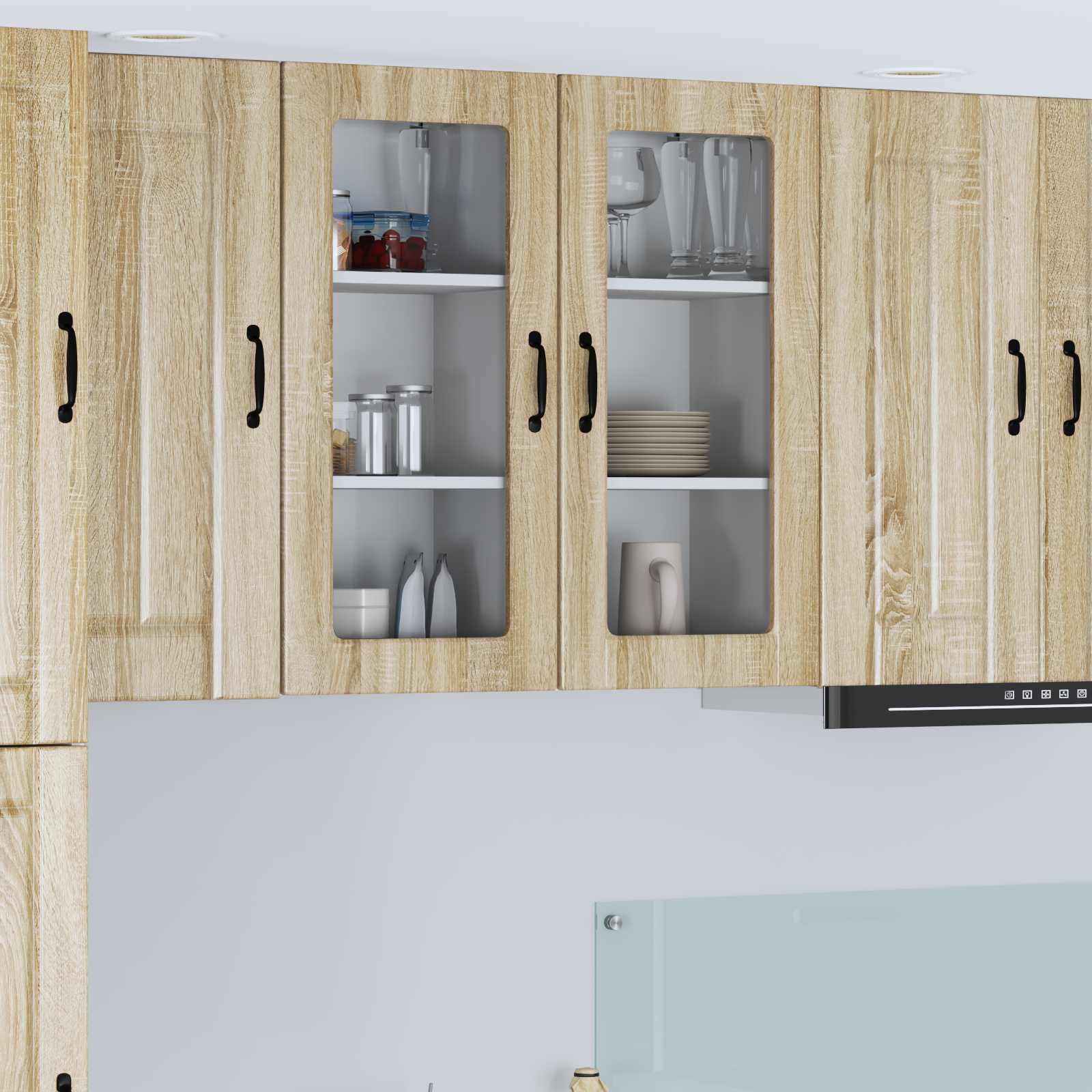Zidni stakleni ormarić Lucca 2 pcs Hrast sonoma 40 x 31 x 80 cm