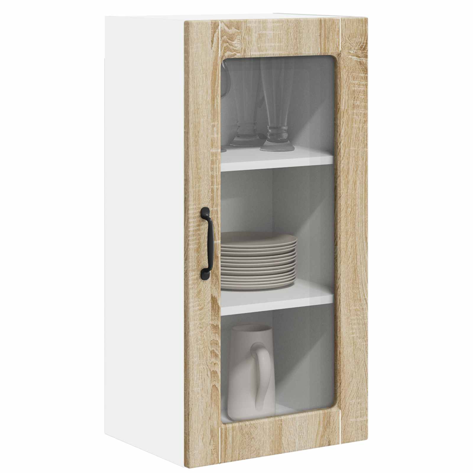 Zidni stakleni ormarić Lucca 2 pcs Hrast sonoma 40 x 31 x 80 cm